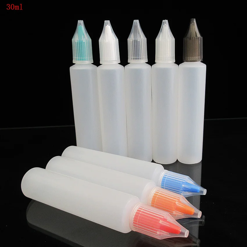 

10pcs Plastic Bottle 60ML unicorn Dropper Empty Bottle,Pen shape Bottle with Tip for Engin Oil,E Liquid packing,colorful cover