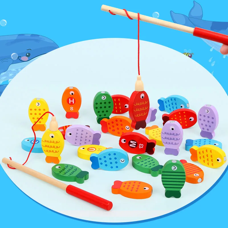 

Children Wooden Toys Magnetic Fishing Game Toys Digital Alphabet Color Cognition Early Educational Toys For Children Girl Toys