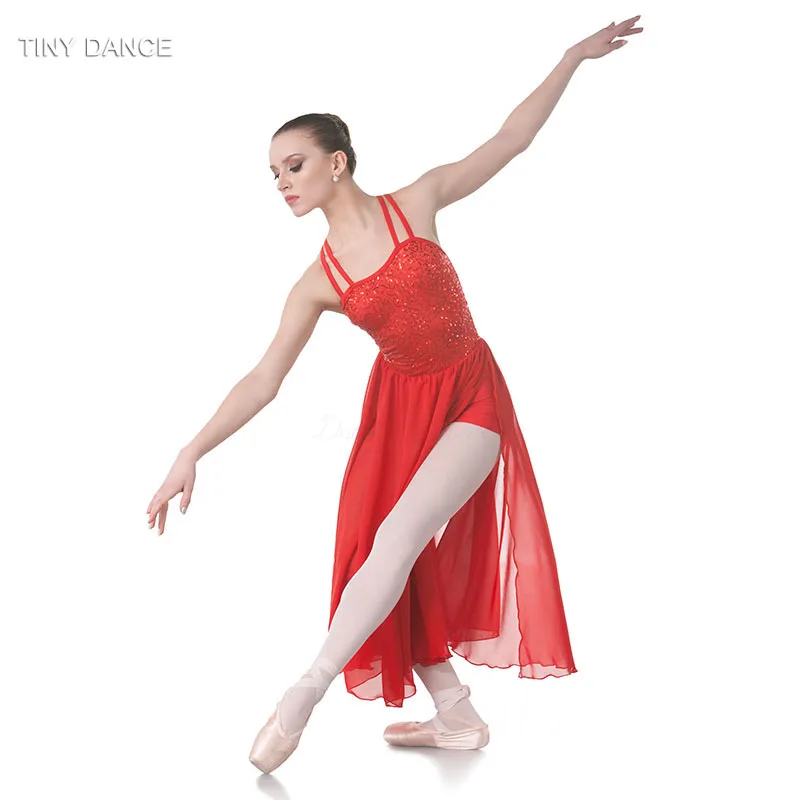 

Double Strap Red Sequin and Long Mesh Dress for Child and Adult Ballet, Lyrical & Contemporary Dancing Performance Costume 18020