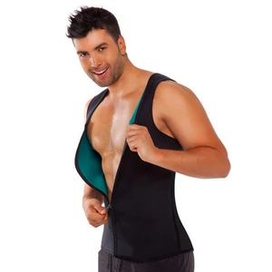 Мужской жилет для тренировок по талии, корректор веса тела, сауна, пот, горячий корсет из неопрена на молнии, Стильная майка для сауны, майка для сжигания жира, тренировочная рубашка - изображение