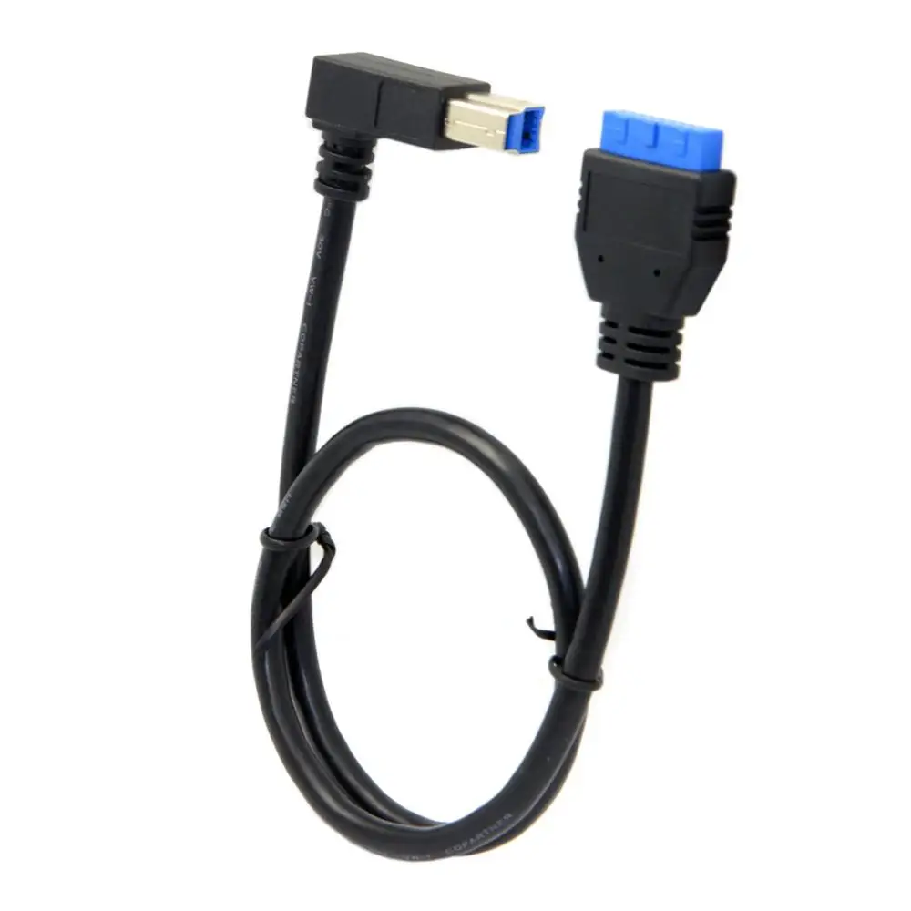 Cablecc 90 D левый Угловой USB 3,0 B Тип штекер до 3,0 материнская плата 19pin кабель 50 см