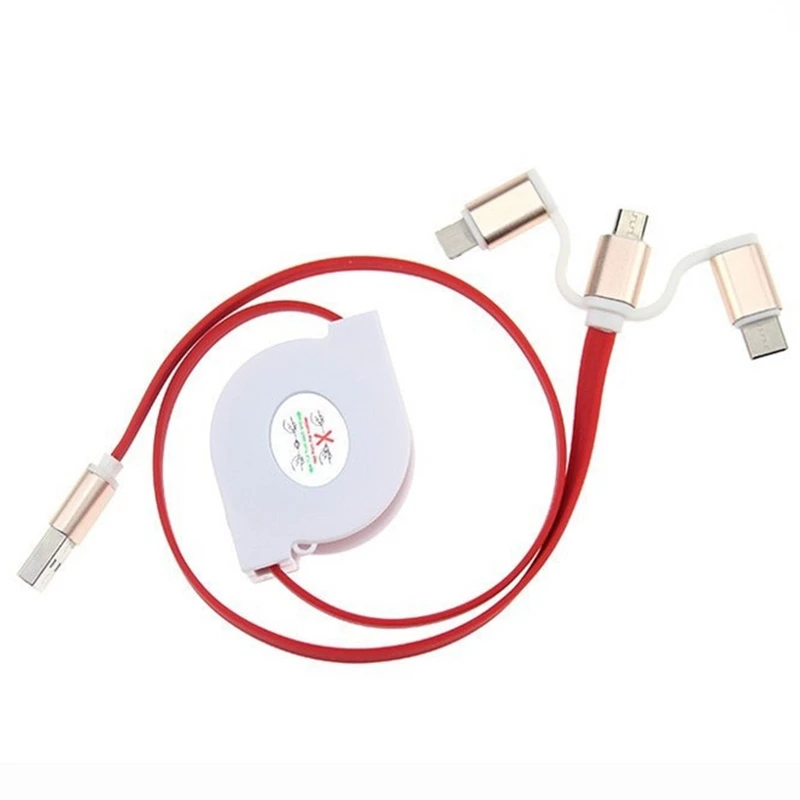 

3 In1 Retractable Usb Type C Data Charger Cable For Samsung Android Iphone,Red #8