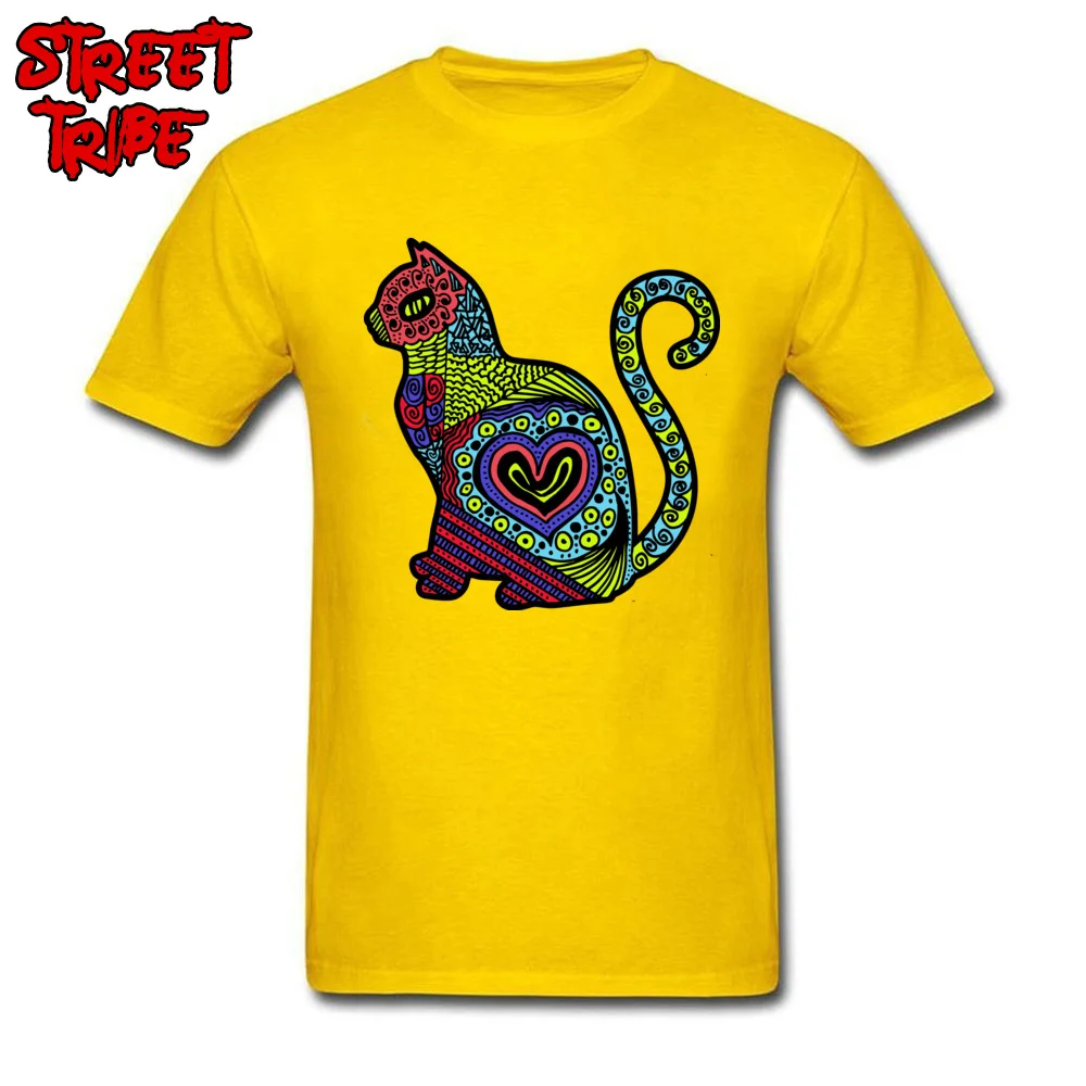 Cat Pop Group Short Sleeve Tops Shirts Summer O-Neck 100% Cotton Men Top T-shirts Group Tops Shirts Funny Drop Shipping Cat Pop yellow