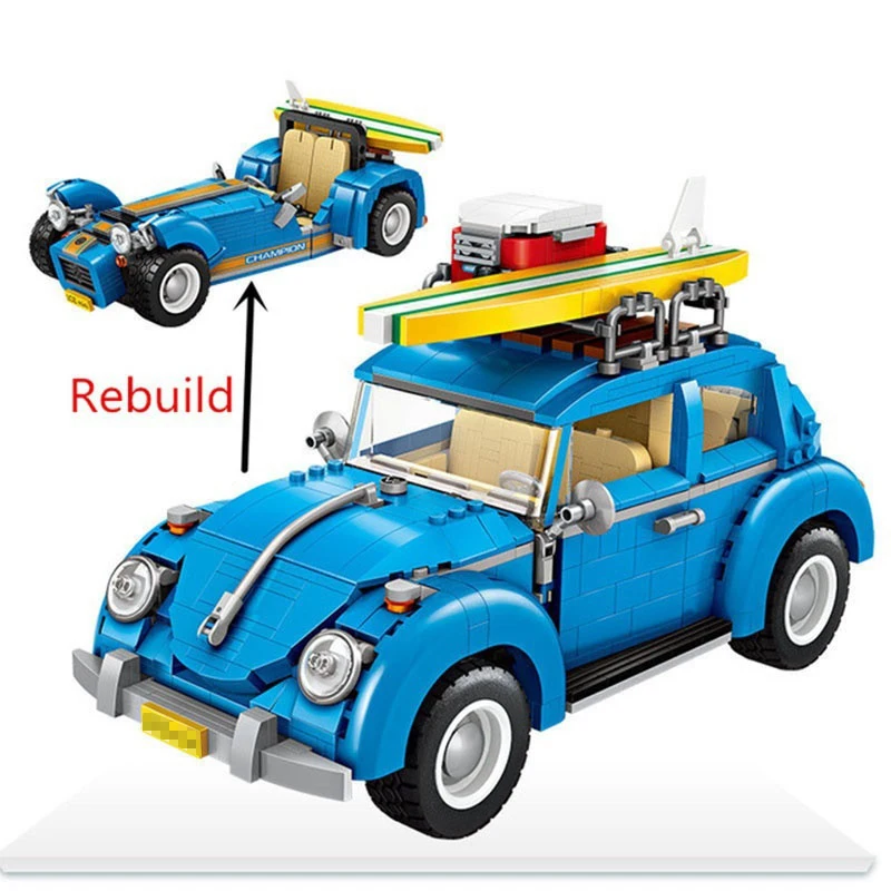 Мини-строительные блоки 1392 шт. серия Creator 1114 классический VW автомобиль Жук Ретро гоночный автомобиль 2 в 1 MOC игрушки для детей Подарки