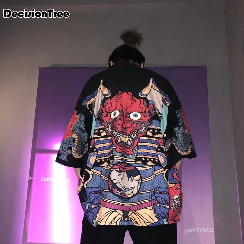 

2019 linen men's jackets chinese style drwastring stripe coat japanese kimono male male open sititch jackets