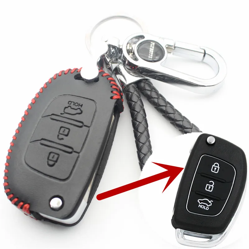 Чехол для ключа FLYBETTER из натуральной кожи Hyundai I20/I30/IX25/IX35/Tucson/Verna/Solaris/Elantra/Accent