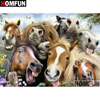 

HOMFUN 5D DIY Diamond Painting Full Square/Round Drill "Animal horse" 3D Embroidery Cross Stitch gift Home Decor Gift A08215