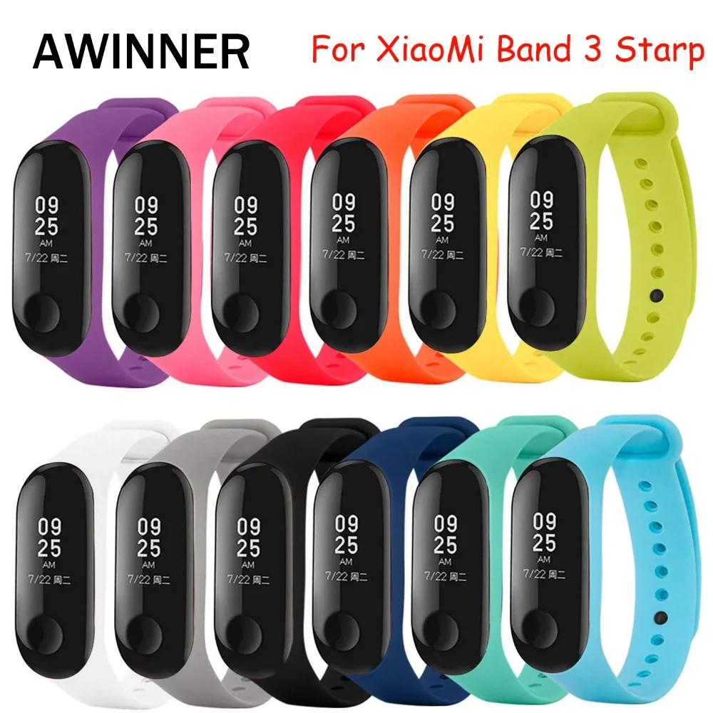

AWINNER Mi Band 3 Strap wrist strap for Xiaomi mi band 3 Silicone Miband 3 accessories Colorful pulsera correa Mi 3 replacement
