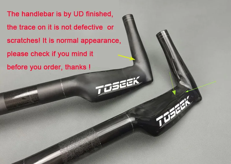 Toseek полностью углеродный ручки руля TT рукоятка для дорожного велосипеда 31,8*400/420/440 мм матовый блеск UD finish черный велосипед части