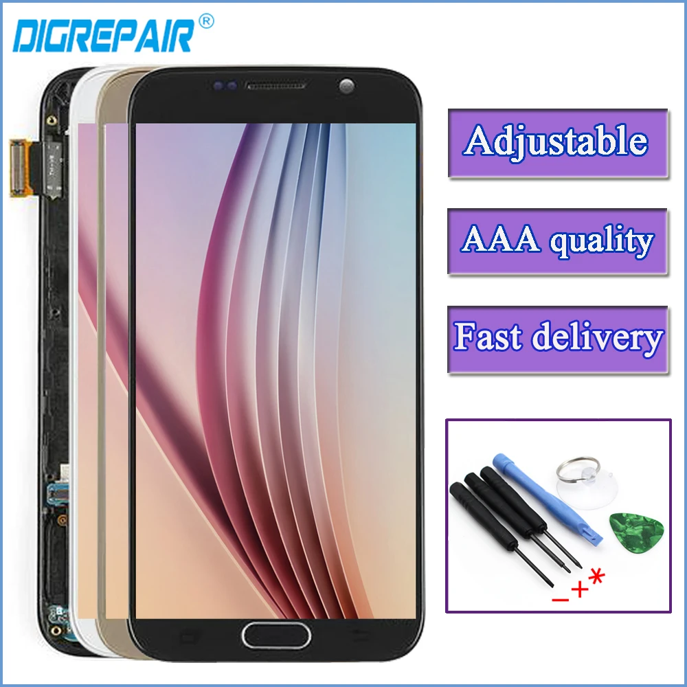 

g920f lcd For SAMSUNG GALAXY S6 G920 G920F LCD Display Touch Screen Digitizer Replacement with Frame For Samsung S6 Display