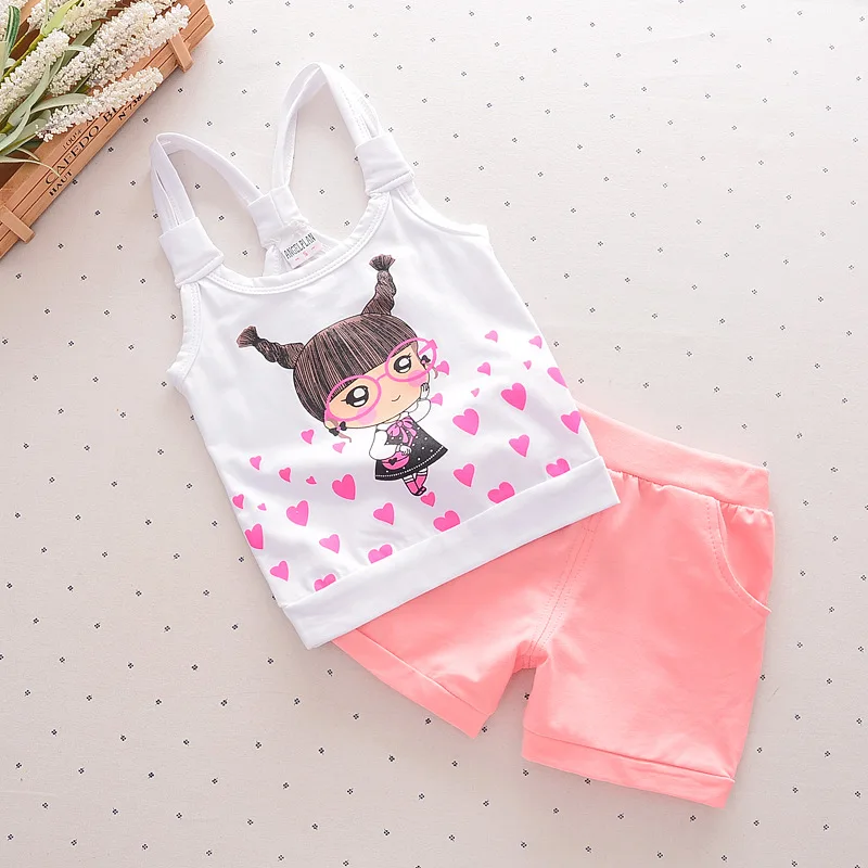 

Retail Children's Clothing Little Girl Vest & Shorts Girl's Set Summer Baby Girl 2 Pieces Sets LKC051