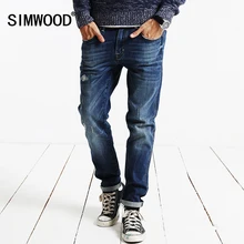 SIMWOOD Бренд 2016 Новый Осень Зима Робин джинсы моды для мужчин джинсовые брюки slim fit отверстие одежда SJ6067