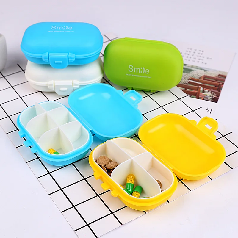 

Portable 4 Slots seal folding Pill Cases Jewelry candy Storage Box Vitamin Medicine Pill Box Case Container