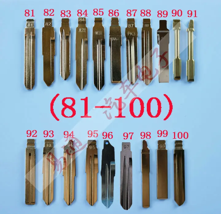 

13Pcs/Lot Folding key blade Full Types Car key embryo replacing the key head Remote Key Blade Original Slot Type A NO 81-100