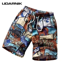 Мужские летние хлопковые льняные повседневные пляжные шорты с цветочным рисунком свободные короткие шнурок длиной до колена брюки Мода 204-999