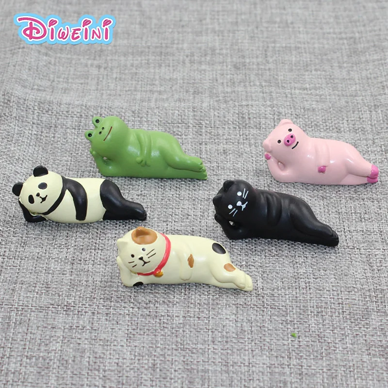 

Lying Frog Pig Panda Decole Cat Animal Model Miniature Figurine home Garden Wedding action Figures Decoration Girl toy gift