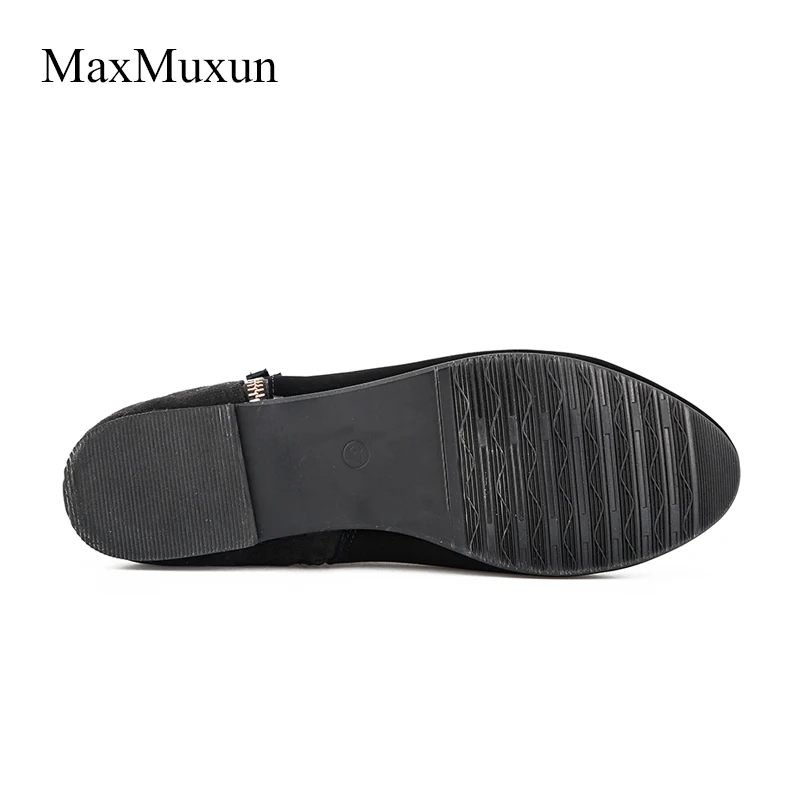 Women's Black Flat Heel Ankle Booties by MaxMuxun - Classic Style for Spring/Autumn Fashion, Casual Short Boots for Ladies image 4