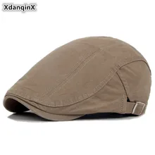 XdanqinX Снэпбэк Кепка хлопок мужская шляпа в британском ретро-стиле модные однотонные береты регулируемый размер женская шапка с язычком s