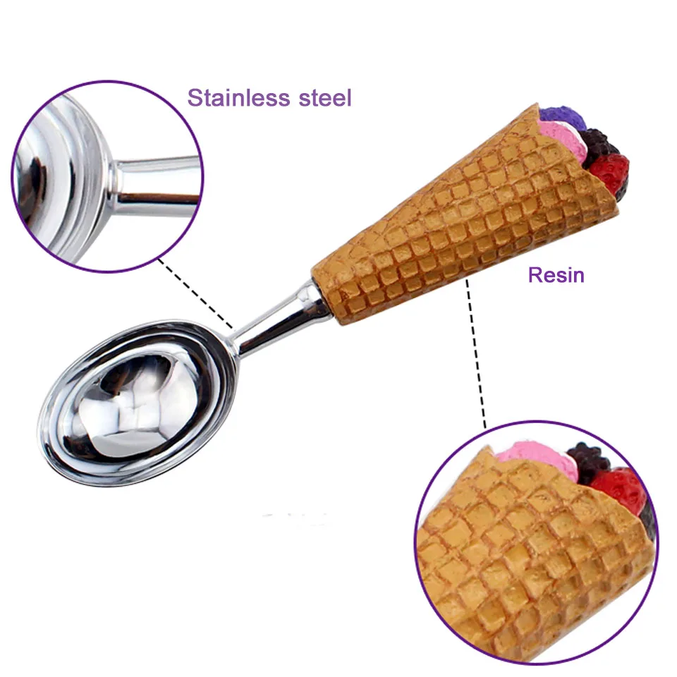 Ice Cream Scoop Cream Dipper Spoon DIY Tools Resin Handle Stainless Steel Kitchen Gadgets