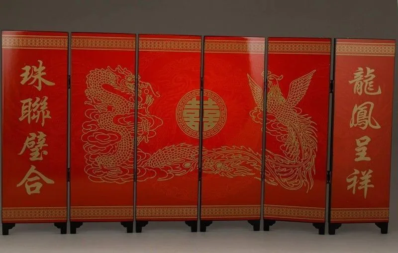 Благословение китайский хороший свадебные подарки картина ручной работы дракон феникс экран