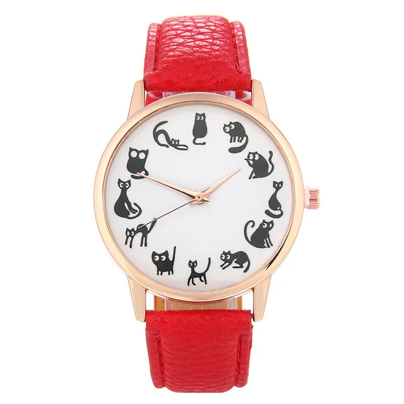 Топ роскошные женские часы 10 видов цветов из розового золота кожаный браслет