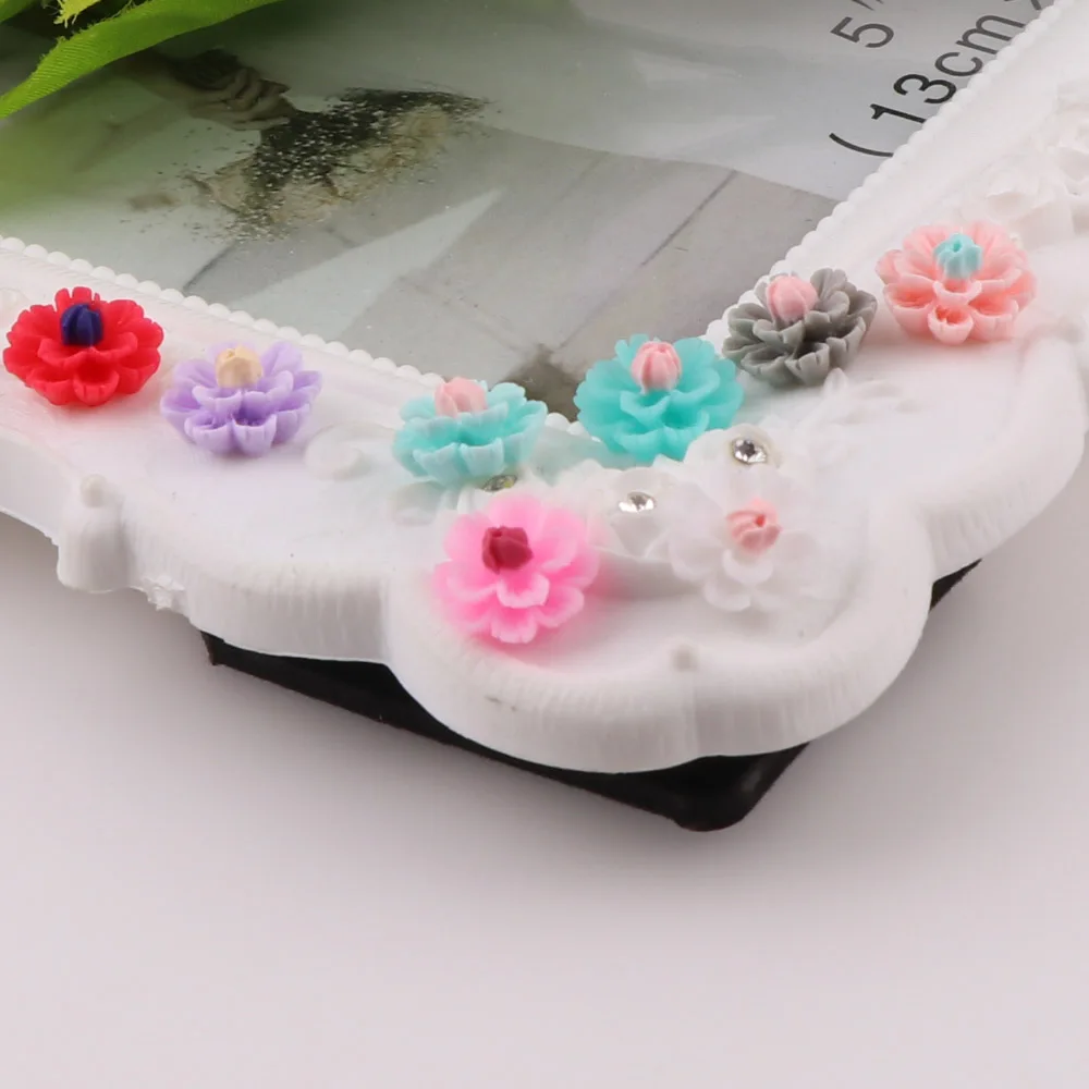 500 штук крошечные двойные Цвет с плоской задней частью 3D смолы цветок кабошоны Камея для серьги или браслет Diy Поиск