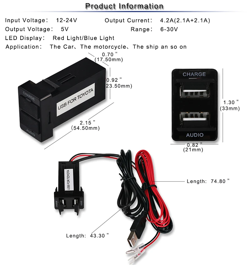 Двойной USB порт разъем зарядное устройство/аудио порт Интерфейс для автомобилей Toyota пустой переключатель отверстие автомобиля аксессуары FISHBERG