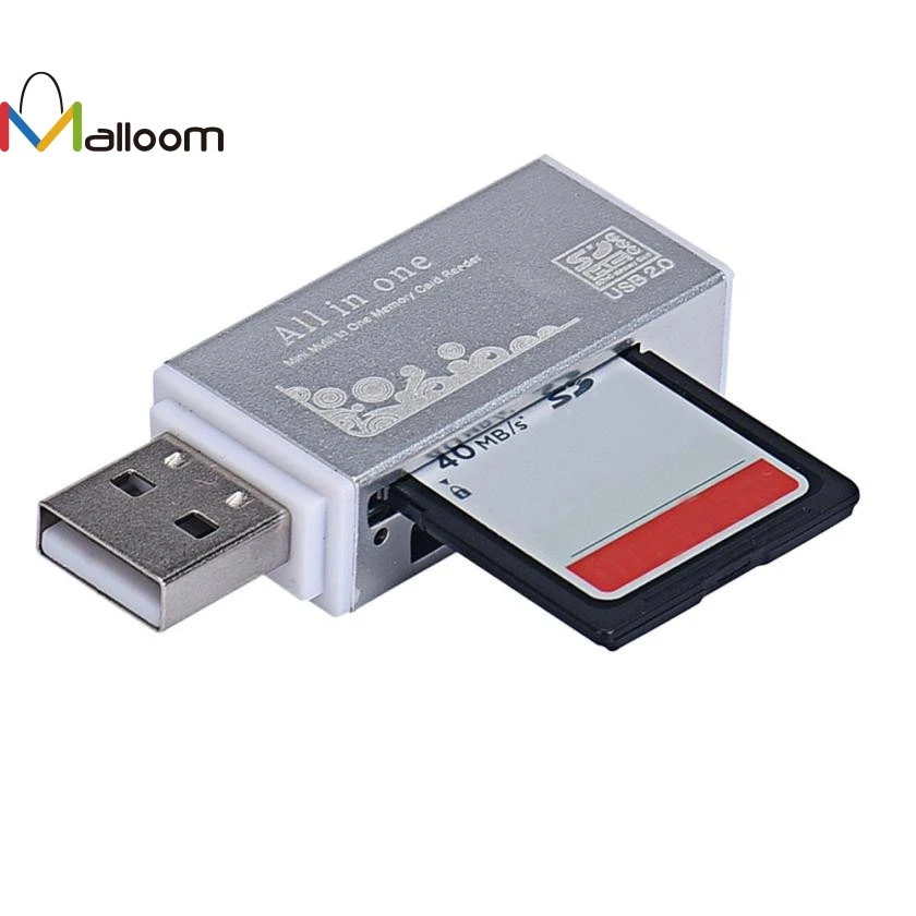 Malloom Новое поступление универсальный металлический USB 2,0 все в 1 мульти SD TF считыватель карт памяти для ПК компьютера мобильного телефона и 15