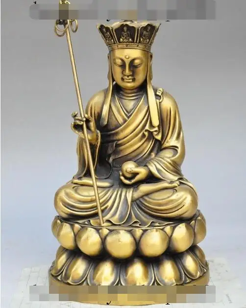 

S01248 13"Chinese Buddhism Bronze Tangseng Ksitigarbha Bodhisattva Monk Buddha Statue (B0328)