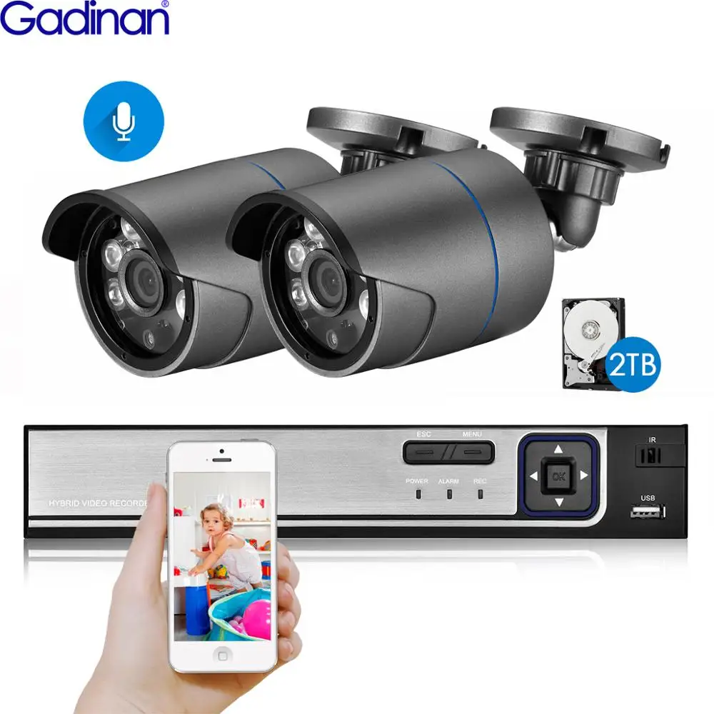 Cena Gadinan H.265 5MP 2592*1944 kamery monitoringu cctv System 48V PoE 4CH zestaw monitoringu nvr SONY IMX335 5MP 4MP 2MP zewnętrzna Bullet kamera telewizji przemysłowej zestaw