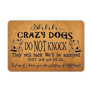

Crazy Dogs Live Here Do Not Knock They Will Bark I Will Yell Shit Will Get Real Entrance Non-Slip Indoor Rubber Door Mats for Fr