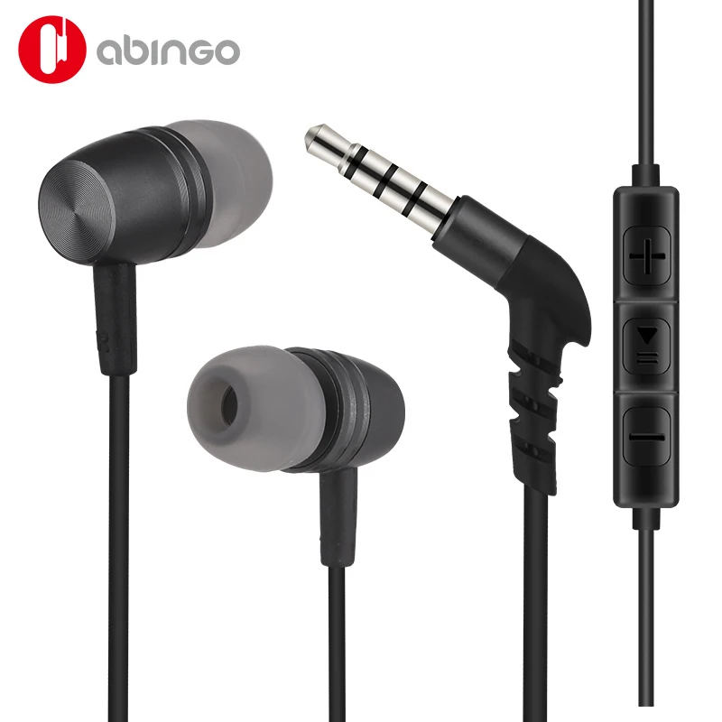 Abingo Stereo Earphone Metal Headset Phone Hifi Earbuds With Microphone 3 5mm Jack Wired Earplug for Samsung iPhone Xiaomi Sony