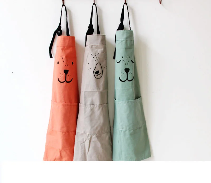 Cartoon Parent-child Cotton Apron Kitchen Anti-fouling Waterproof Baking Painting Work Clothes Women Kids Aprons (14)