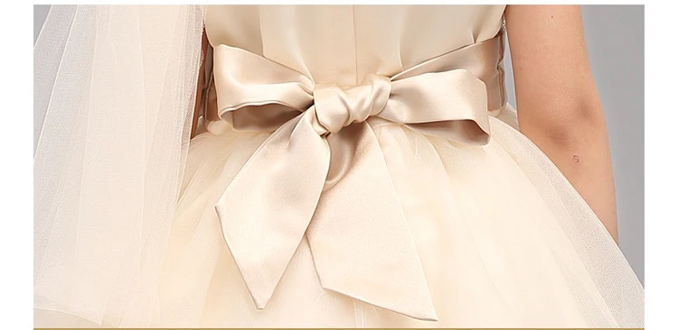 JaneyGao/Платья с цветочным узором для девочек; элегантные вечерние платья цвета шампанского с блестками и бантом для девочек на день рождения; детское торжественное платье принцессы;