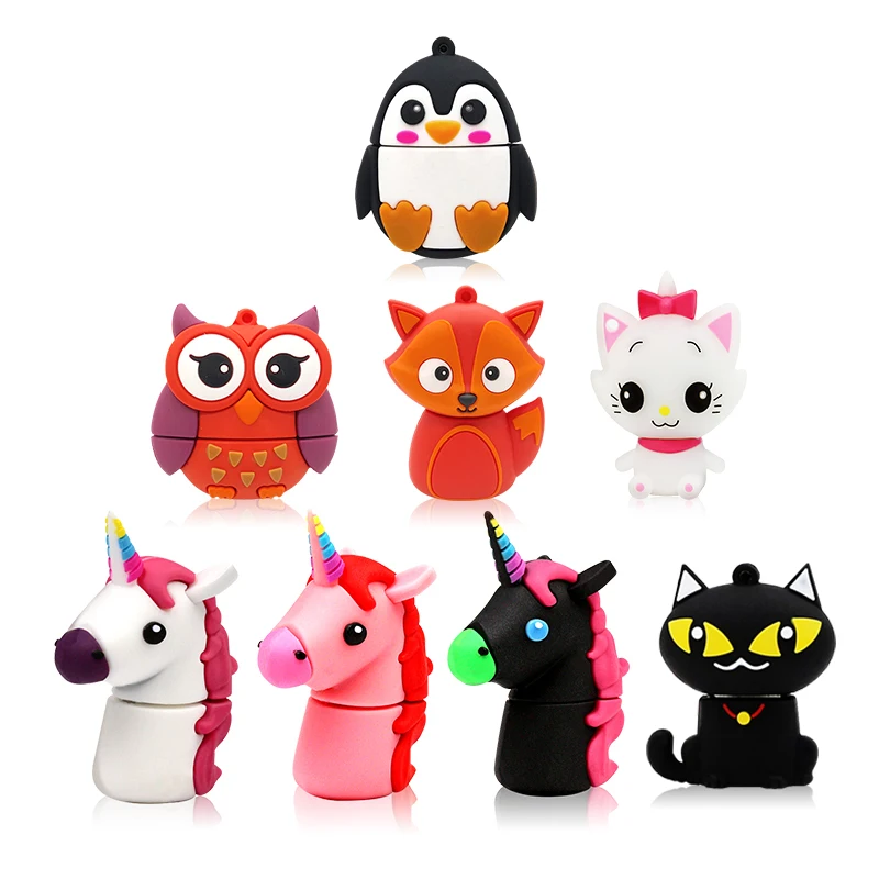 E2L Единорог смешной мультфильм usb флэш-накопитель 128 ГБ usB животных флешки 16 Гб
