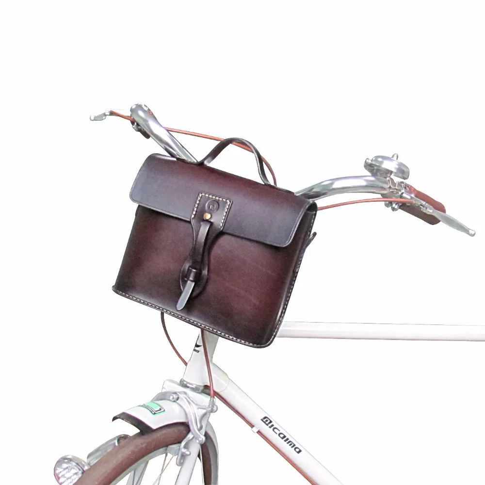 Tourbon Genuine Leather Vintage Bicycle Handlebar bag Bike