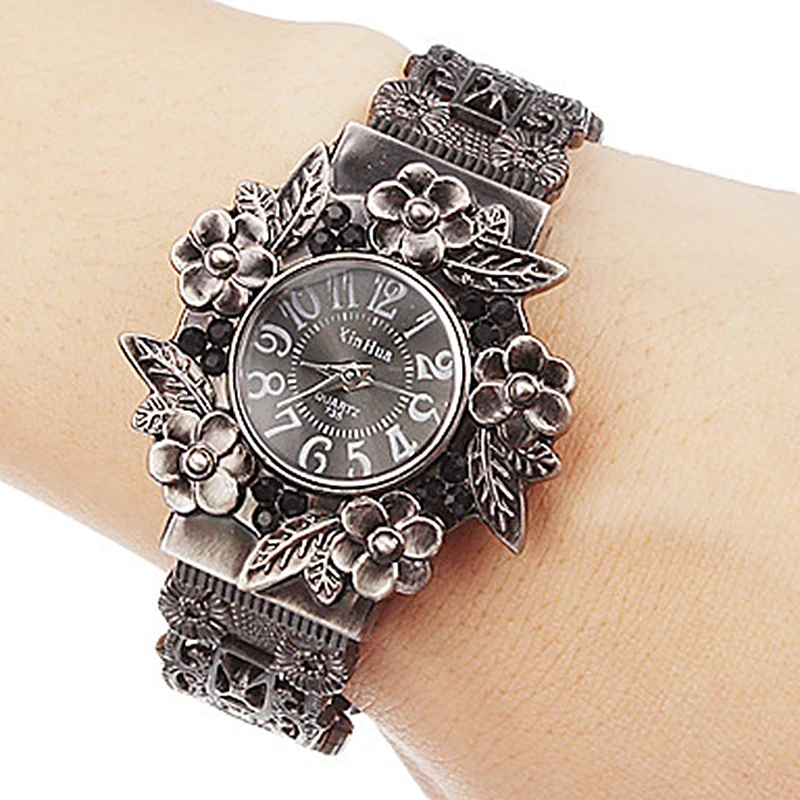 XINHUA модные роскошные часы с браслетом Женские кварцевые наручные часы из нержавеющей стали женские часы в форме цветка женские часы