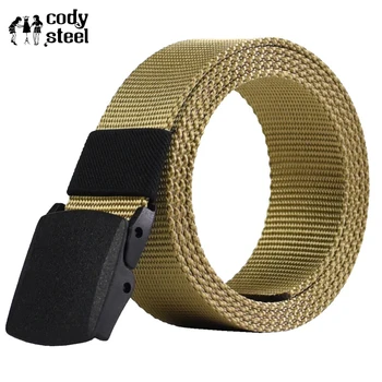 

Cody Steel 120 cm Men Brand Belts Solid Color Simple Plastic Buckle Man Canvas Belts Casual Practical Belts Male