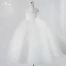 FG46 цвета слоновой кости кружевное платье с цветочным узором для Девочек Пышные пышные платья для первого причастия для девочек