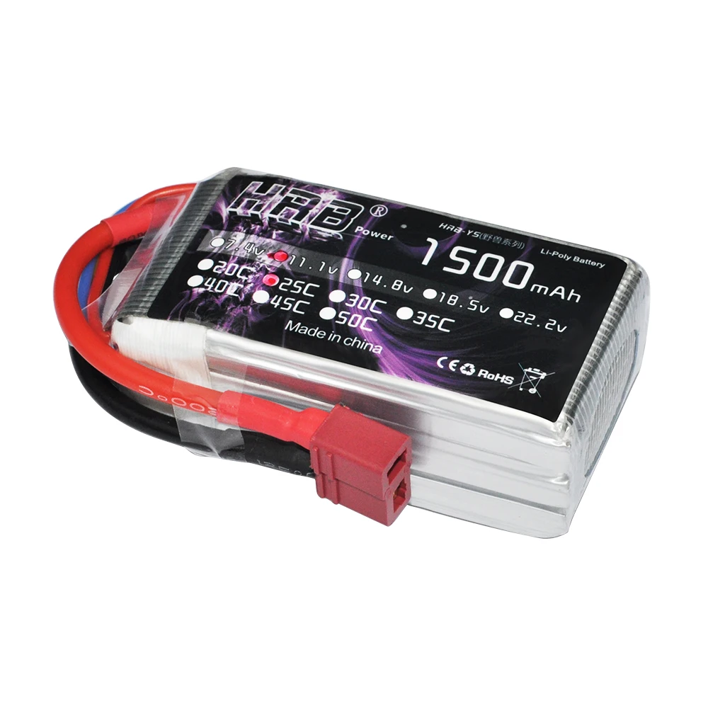 

HRB 1500mAh 25C 50C 11.1V 3S LiPo Battery For RC Car Helicopter Airplane QAV 210 250 Quadcopter