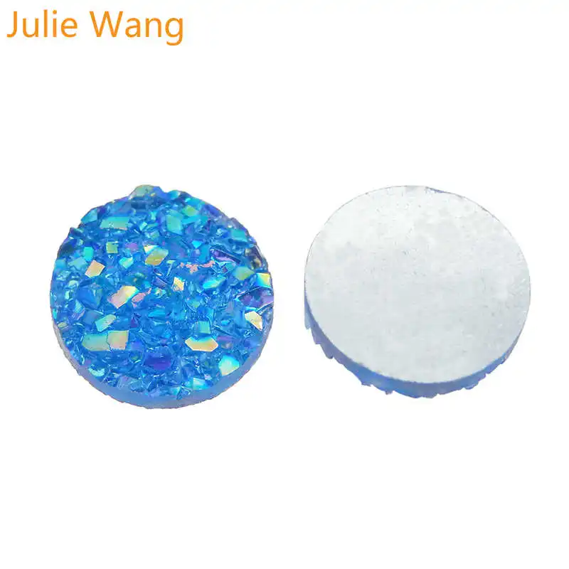 Julie Wang, 100 шт, 8 мм, резиновые друзы, круглые Кабошоны, камея для шармов, ювелирные браслеты и кулоны, изготовление аксессуаров - Цвет: 8mm B