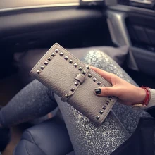 2017 nouvelle personnalité rivet long portefeuille femmes mode casual portefeuille portefeuille D’embrayage Sac À Main