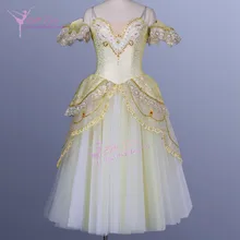 Желтое Золото профессиональный балет Жизель романтическая пачка платье Фея взрослый длинный пачка юбка красавица зверь Белль балетный костюм