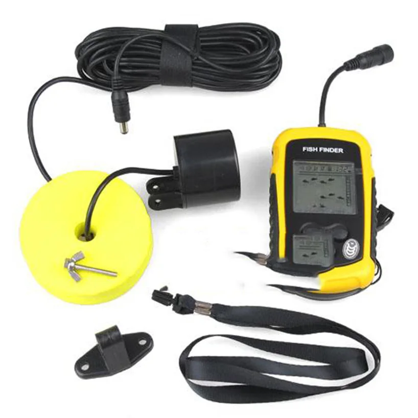 Hot 100M LCD Fish Finder Alarm Sonar Depth Sensor Portable Fishfinder Transducer 