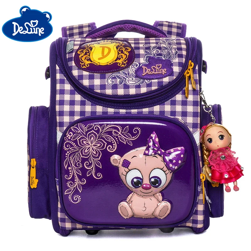 Delune 2019 новые школьные рюкзаки для девочек и мальчиков, 3D детский ортопедический рюкзак, школьные сумки для студентов, 1-3 класса, Mochila Infantil