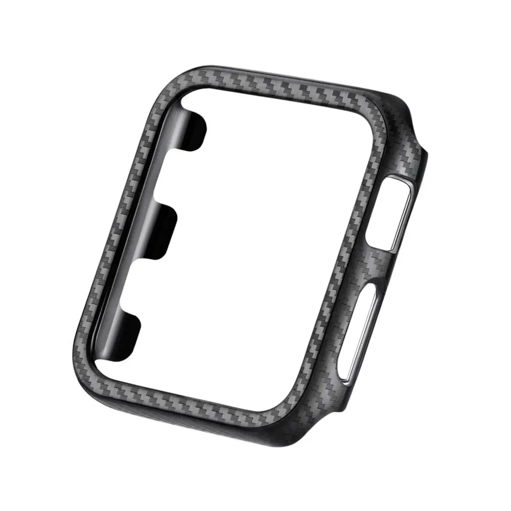 Luxury NEW PC Shell Protector Cover For Apple Watch Case Series 3 2 1 38mm 42mm Carbon Fiber Watch Case Frame Bumper 38&42 MM