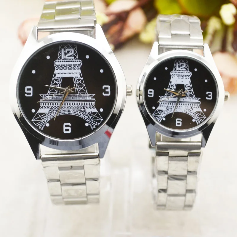 

New Paris style iron tower design, fashion casual men and women's steel band Watch