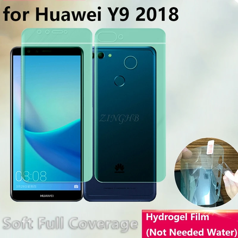 

2 Pcs/Lot Front & Back Auto Fixed Anti Finger Hydrogel Screen Protector for Huawei Enjoy 8 Plus/Y9 2018 5.93" Full Cover film