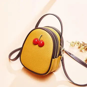 

FoxTail & Lily Contrast Color Mini Shoulder Bag Women Genuine Leather Handbags Luxury Designer Crossbody Bags Small Cherry Bag