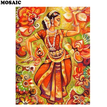 

diy diamond painting cross stitch Indian classical dance painting resin rhinestone full square diamond embroidery flower woman